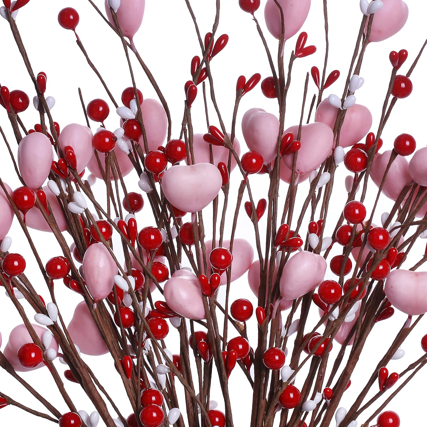 Valentine’S Day Decorations 6 Pack Valentines Day Picks Berry Stems With Pink Hearts For Valentine Decor Anniversary Wedding Decorations (Red/Pink)