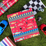 Reversible Race Car Wrapping Paper - 17 Inches X 33 Feet (47 Sq. Ft. Ttl.) - Racing Cars And Colorful Stripes Design For Birthday, Baby Shower, Party, Holiday, Boys Girls Kids
