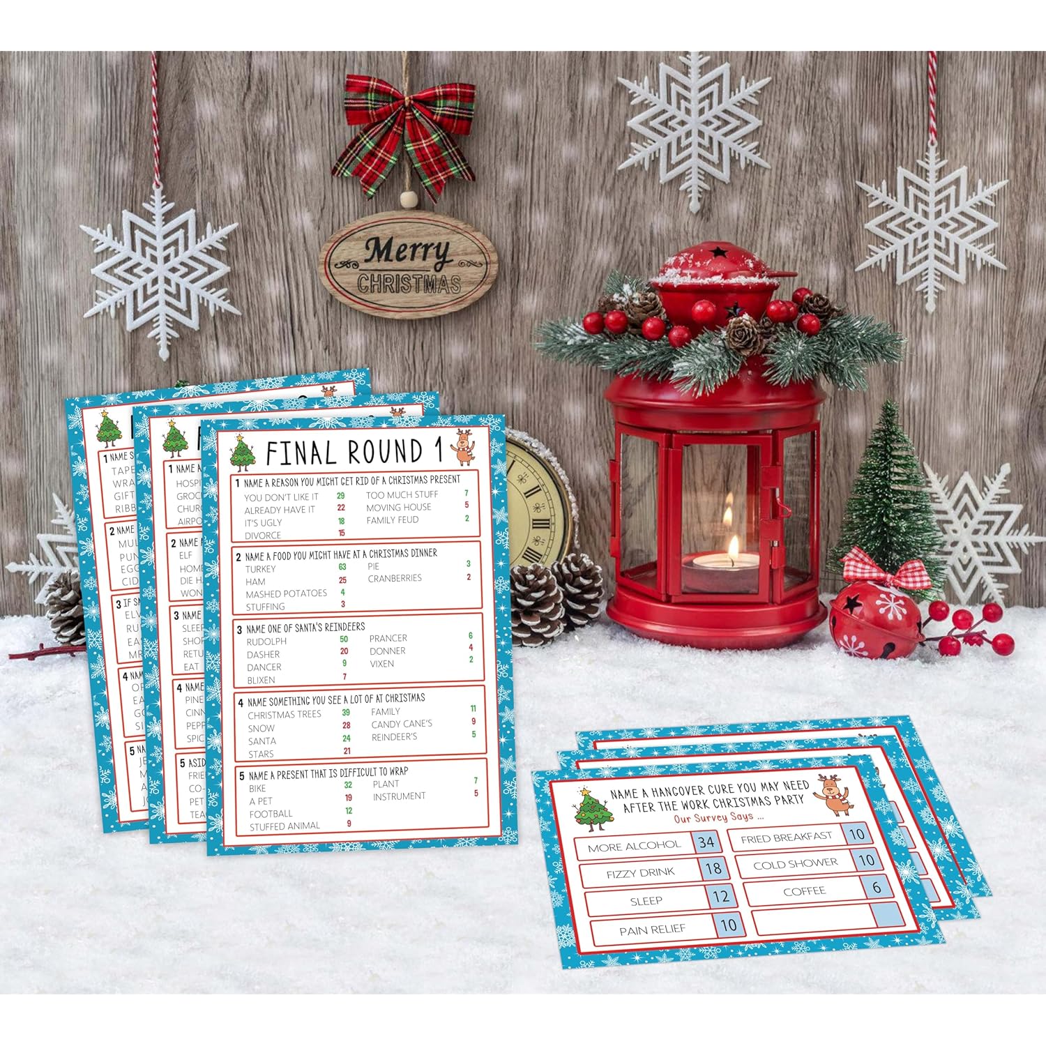 Christmas Friendly Feud Card Game, Christmas Games For Family Party, Holiday Party Trivia Quiz For Winter Gathering, Family Feud Games, Feud Trivia Quiz - Tfx2