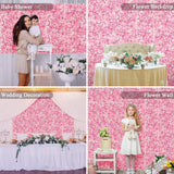 Flower Wall Panel Set, U'Artliens Artificial Wall Flower Backdrop 24X16 Inch 3D Silk Hydrangea Rose Floral Panel For Photo Background Home Party Wedding Backdrop Decoration (2Pcs, Pink)