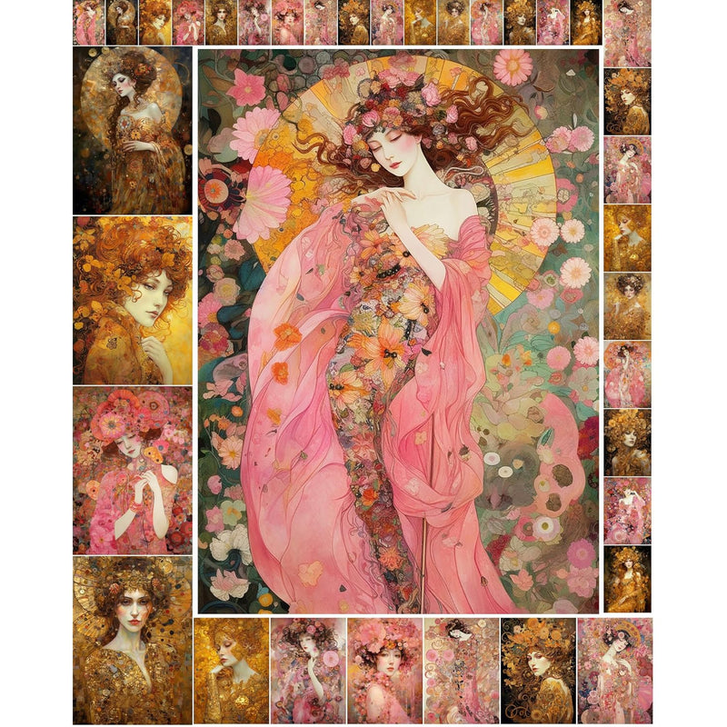 Decoupage Paper Pack (35 Sheets 6"X8") Beautiful Ladies In Flowing Flo