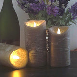 Real Wax Battery Operated Flameless Pillar Candles With Remote And Timer Realistic Flickering Electric Tall Led Lights For Wedding Dinner Party Christmas Centerpiece Fireplace Decor 3 Pack Gray