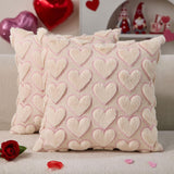 Valentines Pillow Covers 20X20 Inch Set Of 2 Valentines Day Decoration Pink Embroidery Beige Heart Soft Plush Faux Fur Jacquard Throw Pillows For Bedroom Sofa Holiday Home Decor Ptk074B20