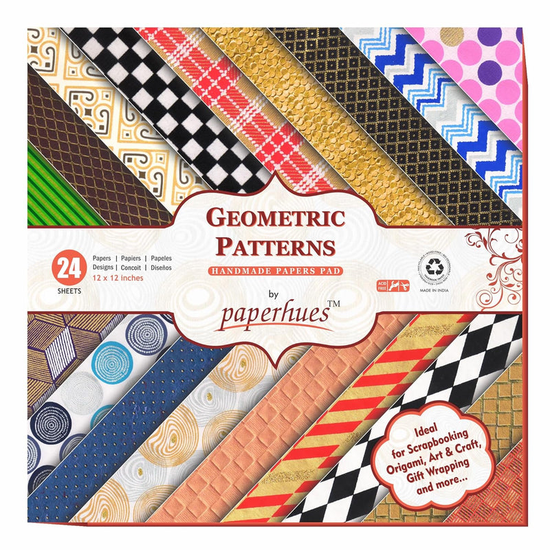 Geometric Patterns Scrapbook Papers 12X12" Pad, 24 Sheets.