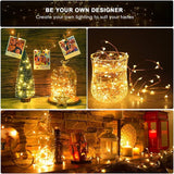 2 Pack Battery Operated Fairy Lights 33FT 100 LED Warm White Copper Wire String Lights with Remote Timer Dimmable Waterproof Twinkle Lights