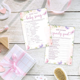 5" X 7" Floral Baby Shower Double-Sided Game Cards With Answer Card - 50 Name That Baby Song & Family Feud - 2 Games, Gender Reveal Game Cards - Party Decor & Supplies - A05
