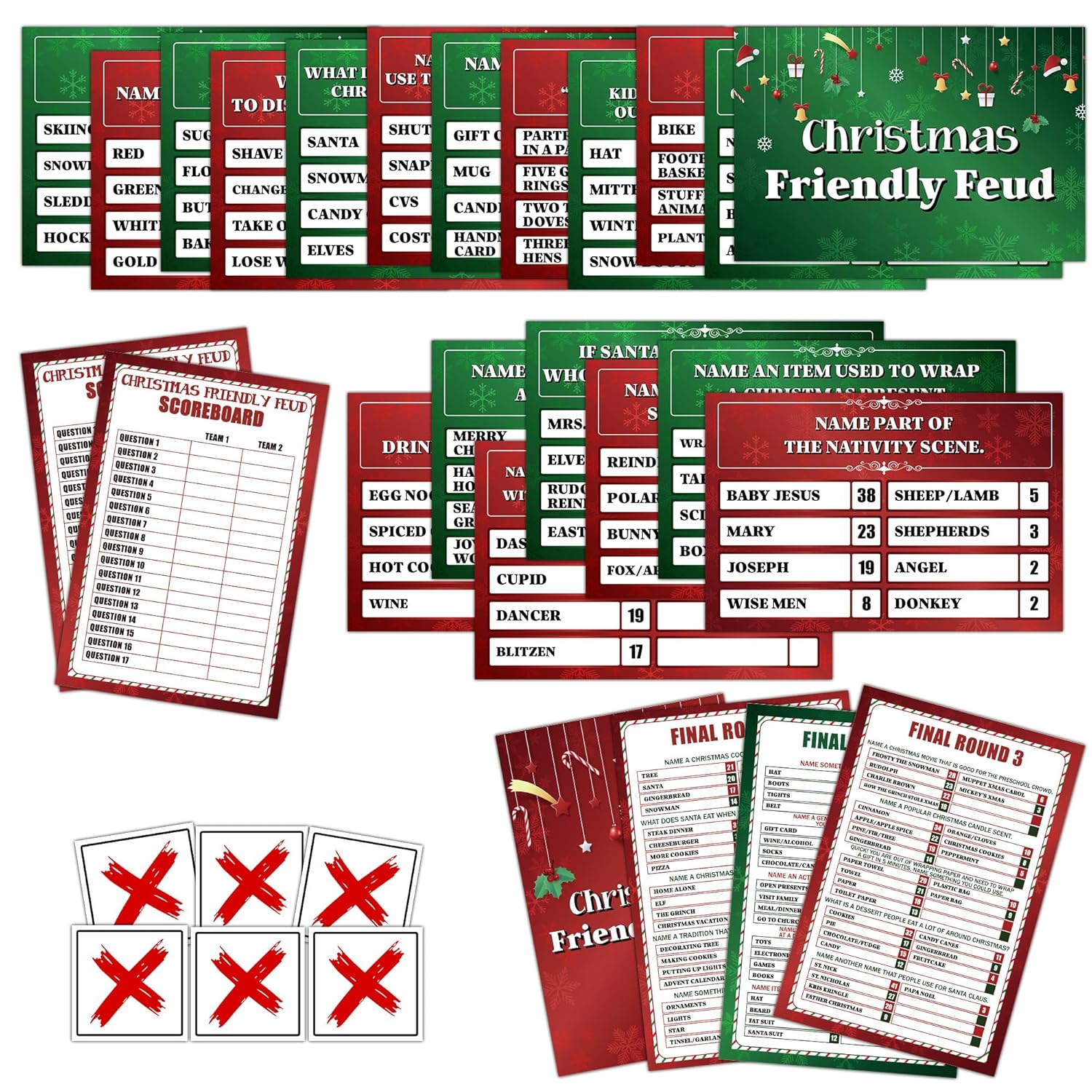 Christmas Family Feud Game, Friendly Quiz Games For Family Large Groups Adults Staff Office Team Building, Xmas Gifts Holiday Party Game And Activity Supplies -003