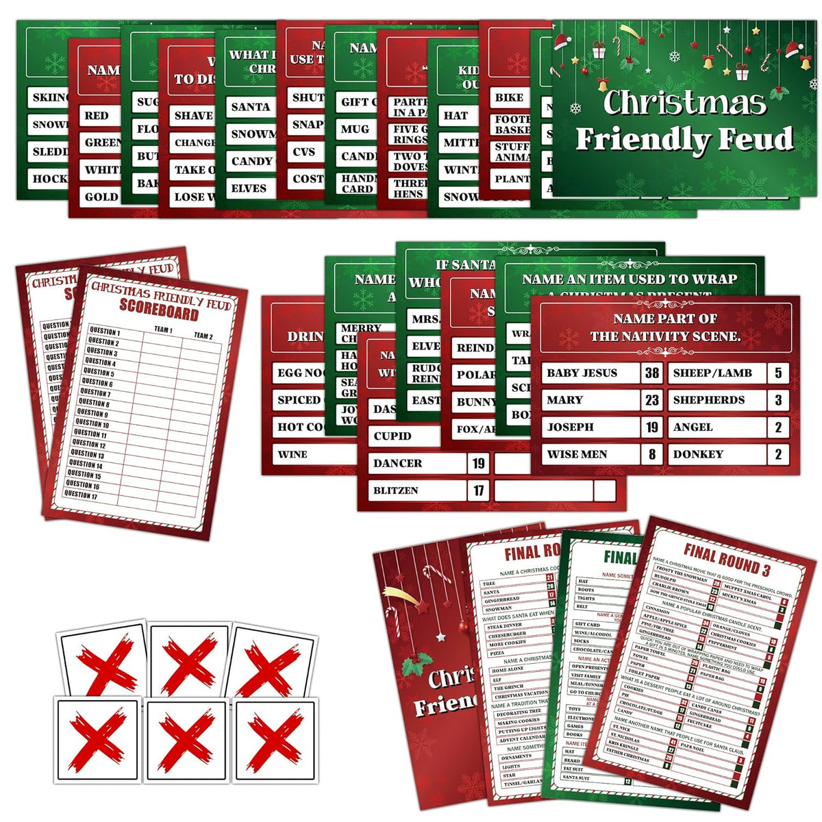 Christmas Family Feud Game, Friendly Quiz Games For Family Large Groups Adults Staff Office Team Building, Xmas Gifts Holiday Party Game And Activity Supplies -003