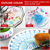 Double Line Outline Permanent Markers, 28 Colors Squiggles Shimmer Markers Set, Self Outline Metallic Marker Pens For Art, Drawing, Doodling, Card Making, Christmas Card, Diy Crafts