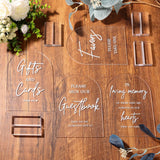 4Pcs Clear Acrylic Wedding Signs For Ceremony And Reception, 5X7 Inch Modern Wedding Signage, Guest Book Sign, Cards And Gifts Sign, Favors Please Take One Sign, In Loving Memory Sign, Wedding Reception Decor