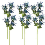 6 Sets Artificial Eryngium Foetidum Flowers Plants Thistle Spray Eryngoes Sea Holly For Home Wedding Decor (Blue)