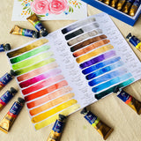 Watercolor Paint Set, 24 Colors, 15Ml/0.5Oz Tubes, High-Pigment, Smooth Blending