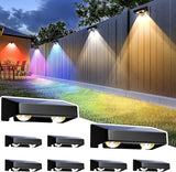 8 Pack Solar Fence Lights IP65 Waterproof 9 Colors Color Changing LED Deck Lights