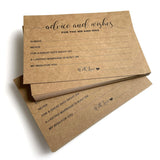 Wedding Advice And Well Wishes Cards For The Mr And Mrs Bride And Groom Newlyweds Bridal Shower Games Note Marriage Advice Pack Of 50 Kraft Rustic
