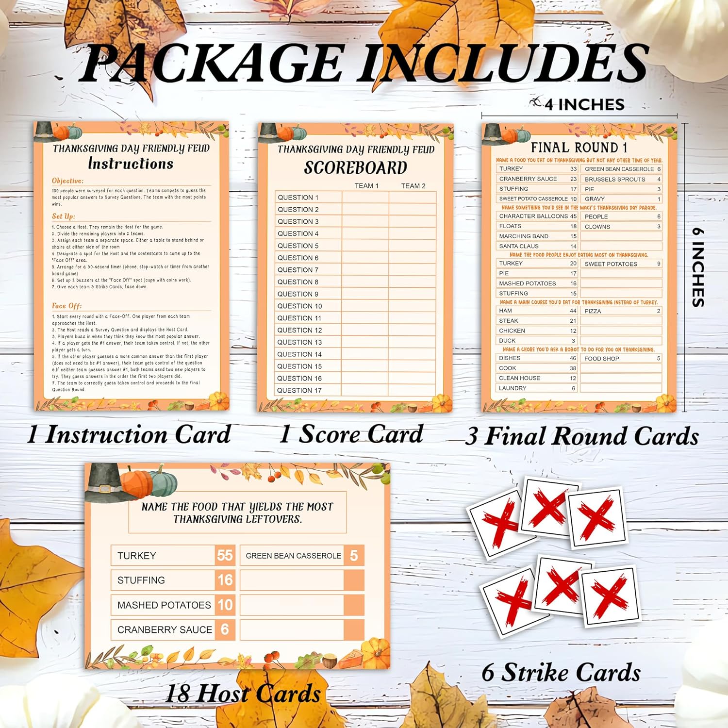 Thanksgiving Friendly Feud Games For Adults, Friendsgiving Games For Family Large Group, Thanks Giving Pumpkin Trivia Card Game, Fall Party Decorations -B03