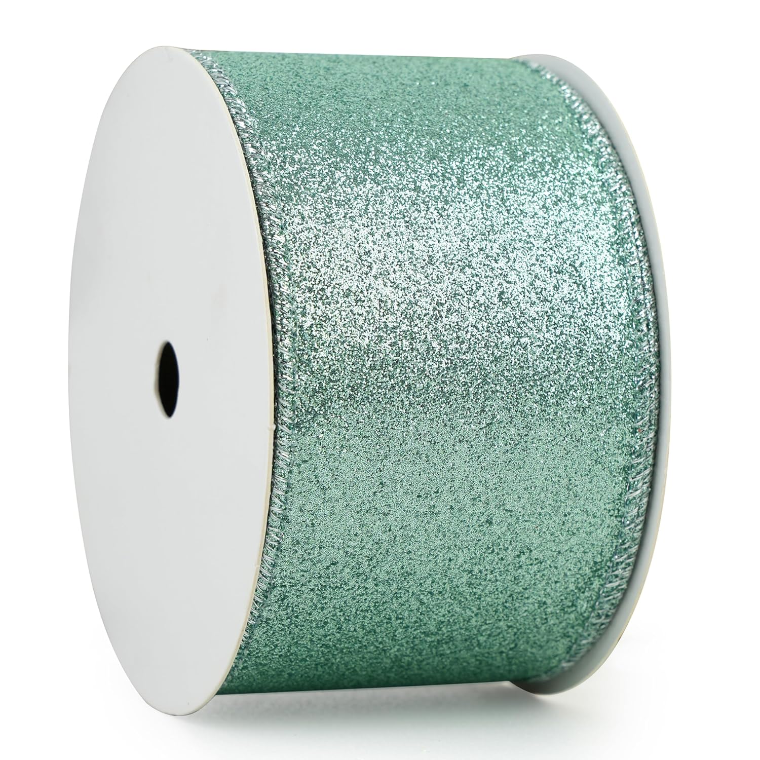 Sage Green Glitter Wired Ribbon 2.5 Inch X 10 Yard Green Christmas Ribbon For Wreaths And Bows, Crafts And Floral Supply, Green Glitter Spring Ribbon, Summer Ribbon, Wedding, Home Decor