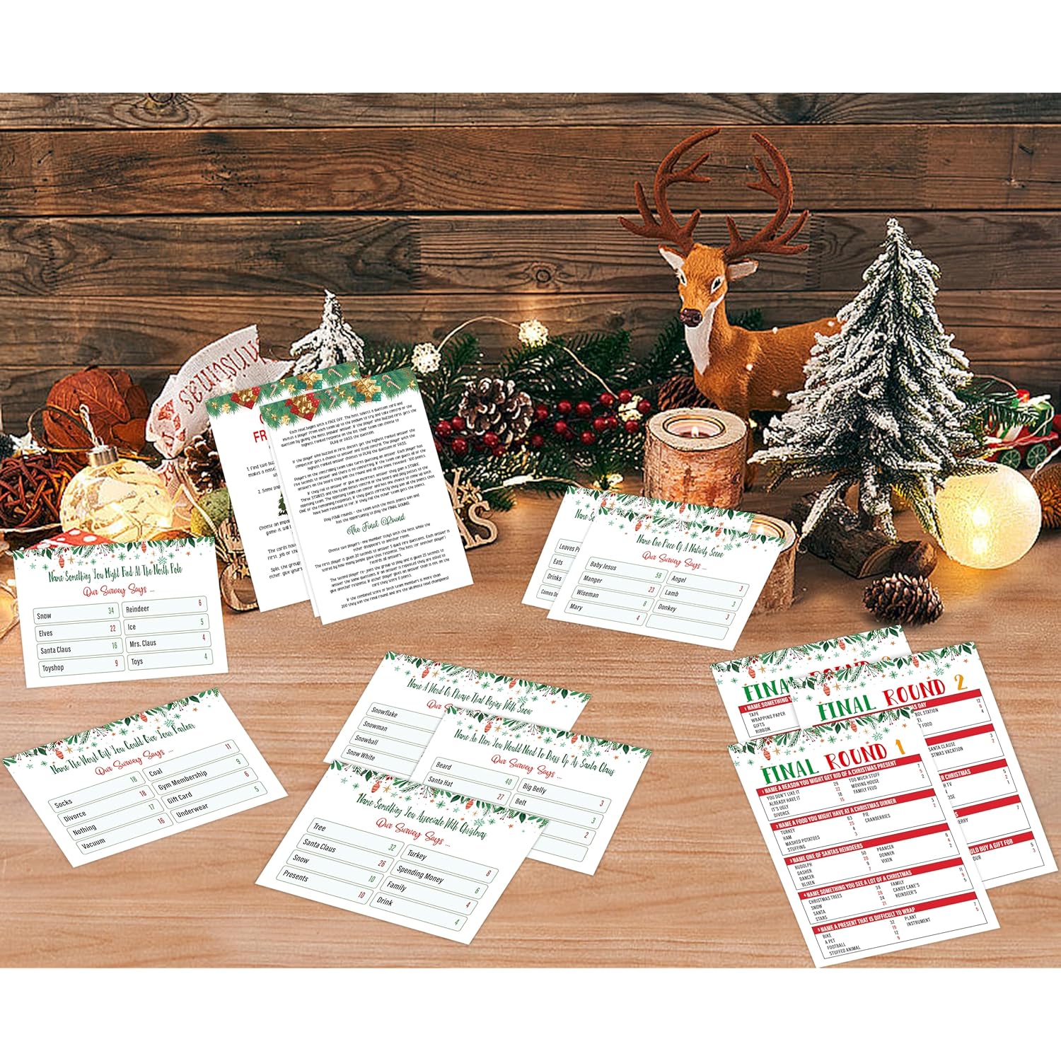 Christmas Friendly Feud Game Set, Friendly Feud Quiz, Family Feud Quiz, Baby Shower Game, Family Games For Adults, Christmas Games Xmas Holiday Winter Party Supplies-L006
