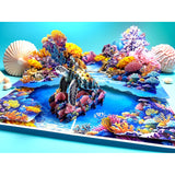 3D Pop Up Greeting Card – Handmade Sea Turtle With Baby Card – Ocean Coral Reef Scene – Mother & Baby Turtle 3D Card For Birthday, Retirement, Nature & Ocean Lovers