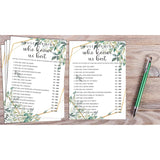 Housewarming Party Games, Who Knows Us Best, Greenery New Home, New House, New Homeowner Party Games Cards, 30 Sheets Each Pack