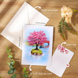 Cherry Blossom Tree Pop Up Cards, 3D Swans Couple Anniversary, Birthday Cards 6"X 8", Gift For Birthday, Wedding, Valentines, Thank You, All Occasion For Women, Wife, Mom, Her, Girlfriend, Daughter