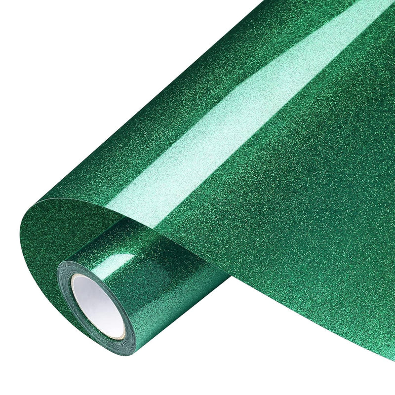 Glitter Heat Transfer Vinyl Rolls-10” X 8Ft Green Iron On Vinyl For Shirts, Gl