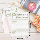 Bridal Shower Games Set– 50 Pack, Green Leaf Floral Wedding Party Games Cards, 4 Game Designs, Newlyweds Party Decoration, Engagement Party Games Supplies, Bachelorette Party Ideas -04
