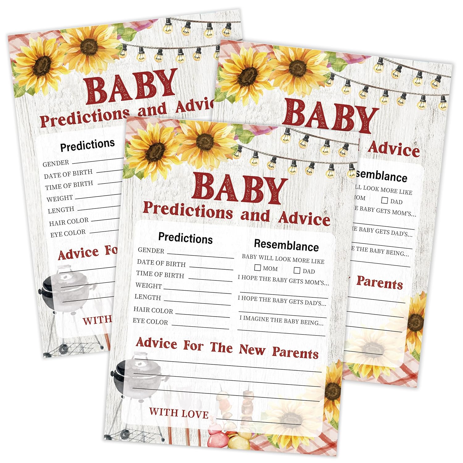 Bbq Baby Predictions And Advice Cards, Baby Shower Game, Pack Of 30 Game Cards, Gender Neutral Boy Or Girl, Fun Baby Game And Activity - Fa24