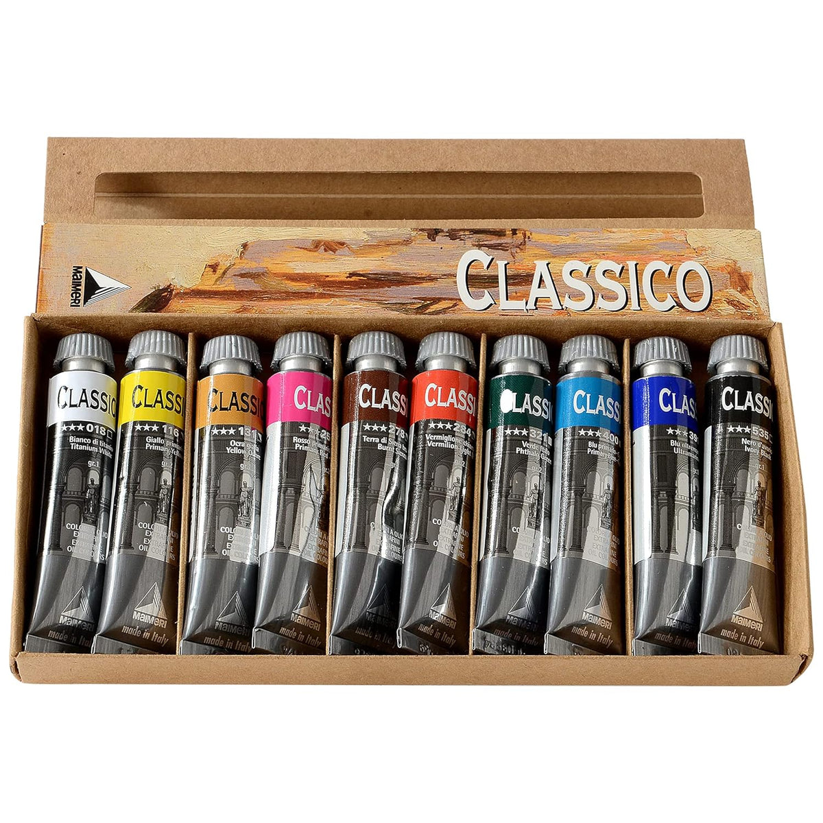 Maimeri Classico Fine Art Oil Paint Set, 10 x 20ml Assorted Colours, Ideal for Professional Artists