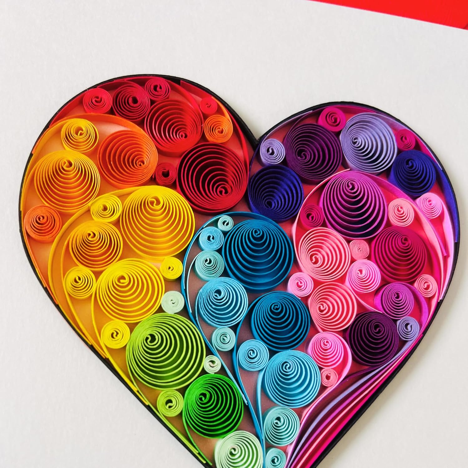 Quilling Cards, Handmade Card, Quilled Cards With Handmade Art Quilling Birthday Card For Women, Birthday Card, Mother... Colorful Heart Design (Heart 4)