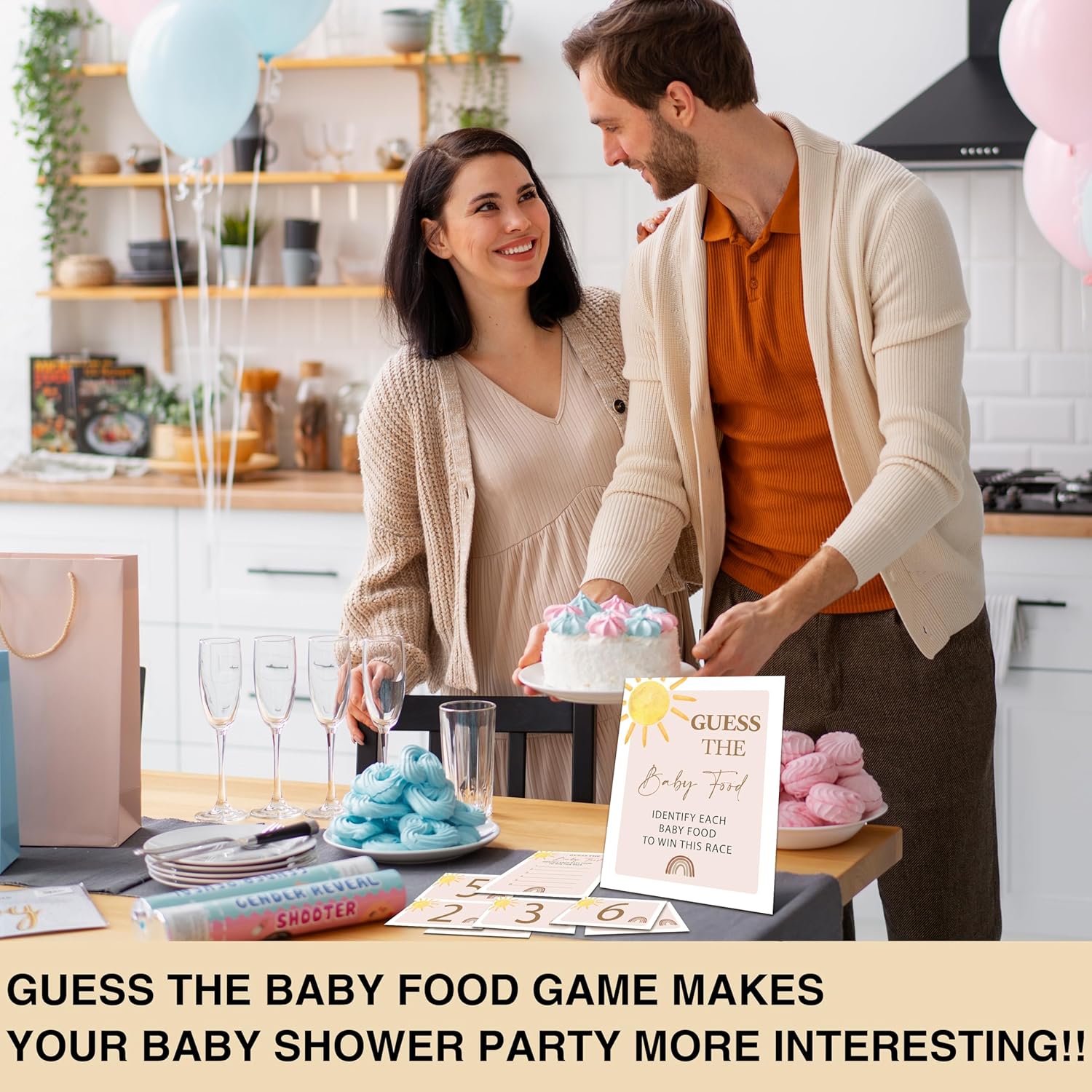 Guess The Baby Food Game Shower, 8X10 Inches Sign 25 Answer Cards And 6 Number Cards, Boho Sunshine Shower Party Decorations Supplies Favors - E04