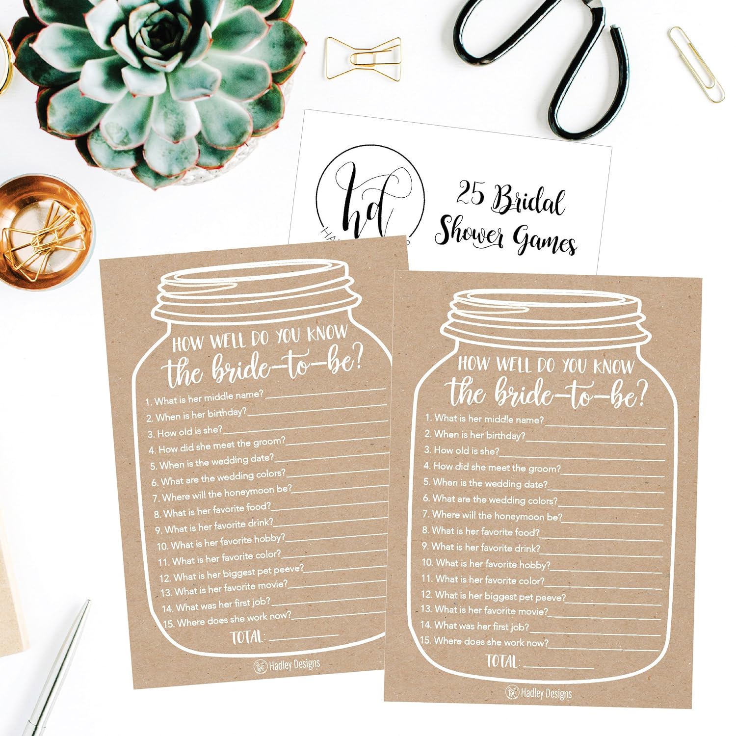 25 Cute Rustic How Well Do You Know The Bride To Be Bridal Wedding Shower, Bachelorette Party Game, Couples Guessing Question Set Of Cards Pack Unique Printed Engagement