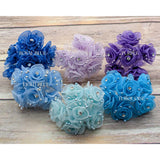 72Pc Artificial Organza Rhinestone Craft Flower For Home Craft Decor Diy Wedding Bridal Veil Headband Dress Cake Topper Embellishment Scrapbook Favor Corsage Floral Bouquet Arrangement (White)