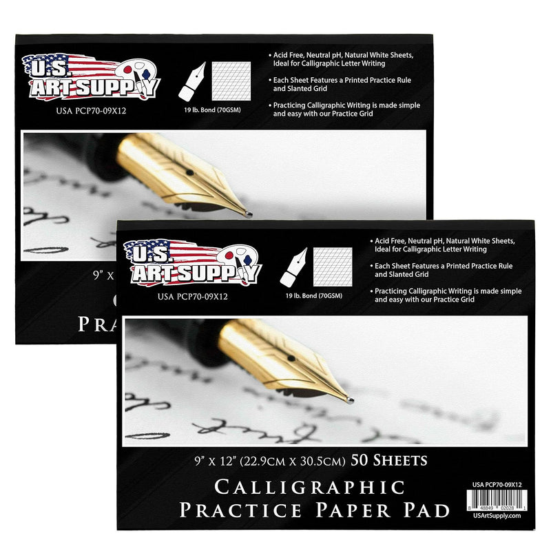 U.S. Art Supply (Pack Of 2 Pads) - 9" X 12" Premium Calligraphic Practice Pape