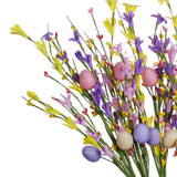 Easter Egg Stems,6Pcs 17In/43Cm Egg Picks With Forsythia Flowers For Flower Arrangement Vase Easter Decor
