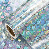 Silver Holographic Wrapping Paper, Metallic Snowflake Design For Christmas, New Year'S Eve, Holiday Party, Birthday Bash, Bridal Shower, Baby'S First Christmas, Mini Roll, 17 In X 32.8 Ft