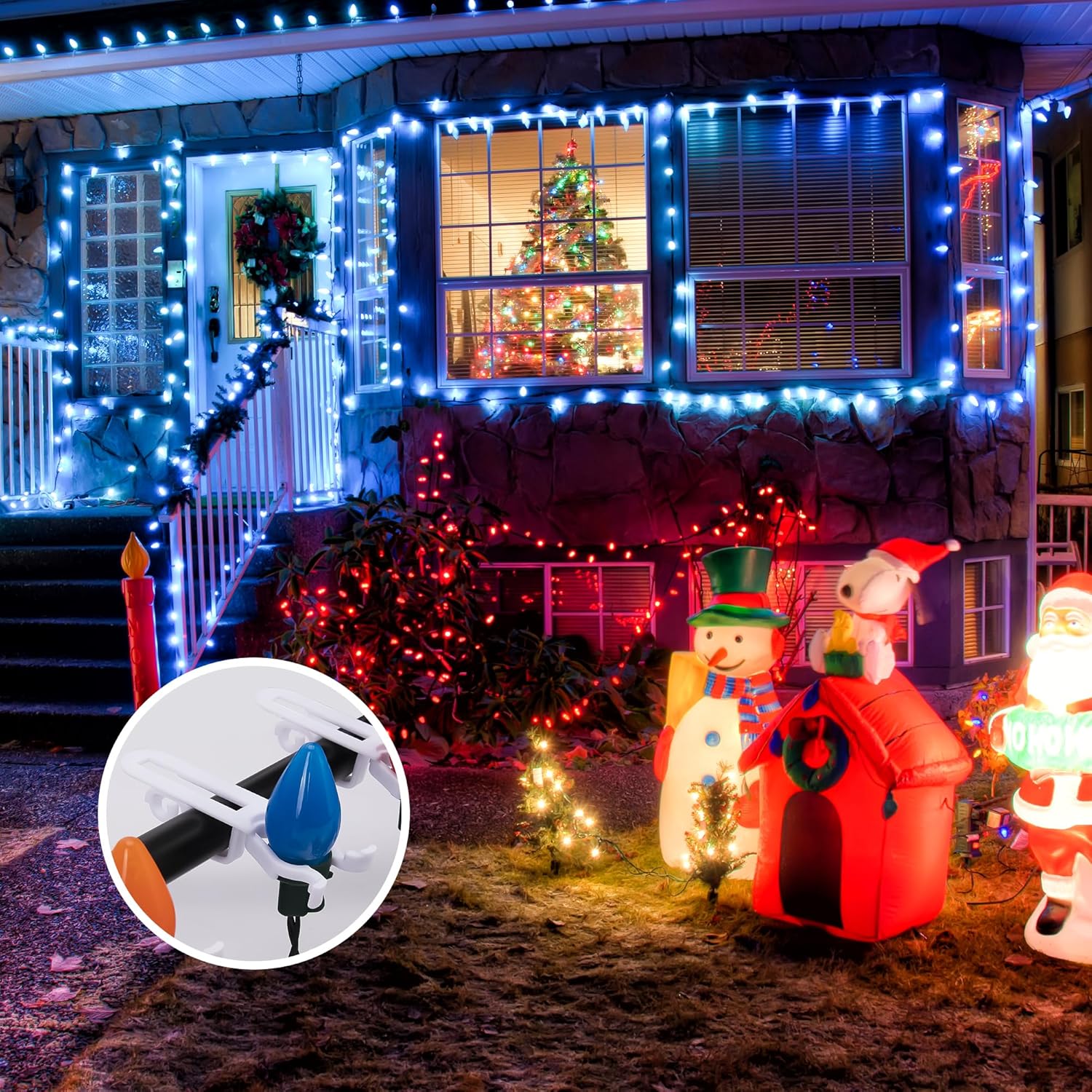 120 Pcs Christmas Light Clips, Waterproof Gutter Hooks For Outside String C7, C9 And Mini Lights, All In One Roof Hangers For Christmas Gutters, Shingles, Fence