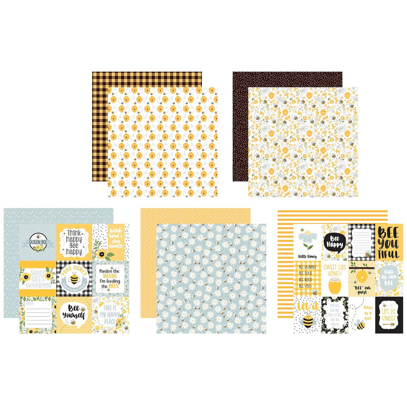 Honey Bee Scrapbook Paper 12X12 Inch - Bee Cardstock Paper With Bees,