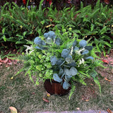 12 Bundles Artificial Plants Outdoor Uv Resistant Faux Plant Boston Fern Lavender Eucalyptus Greenery Shrubs Plastic Fake Flowers For Outside Indoor Gardens Porch Yard Planter Home Spring Summer Decor