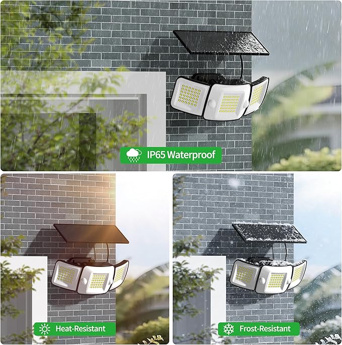2 Pack 1200LM Solar Flood Lights Waterproof Dual Motion Sensor Security Lights with Remote