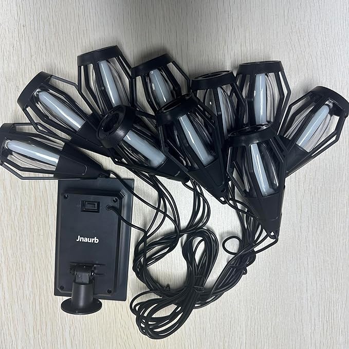 21FT Solar String Lights with 10 Flickering Flame Bulbs Waterproof Patio Garden Lights