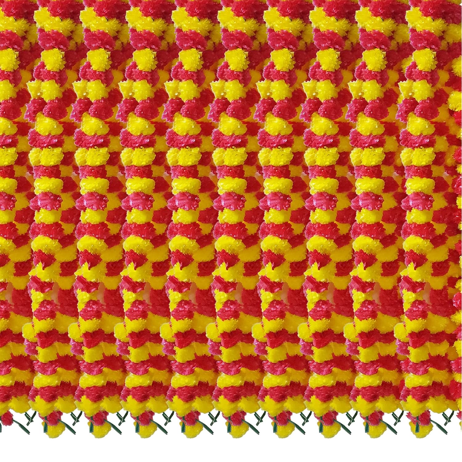 Set Of 5 Artificial Marigold Garlands (52 Inch Each) – Faux Orange Floral Strings For Home, Party, Entryway, Mantle, Wall, Indoor & Outdoor Decoration