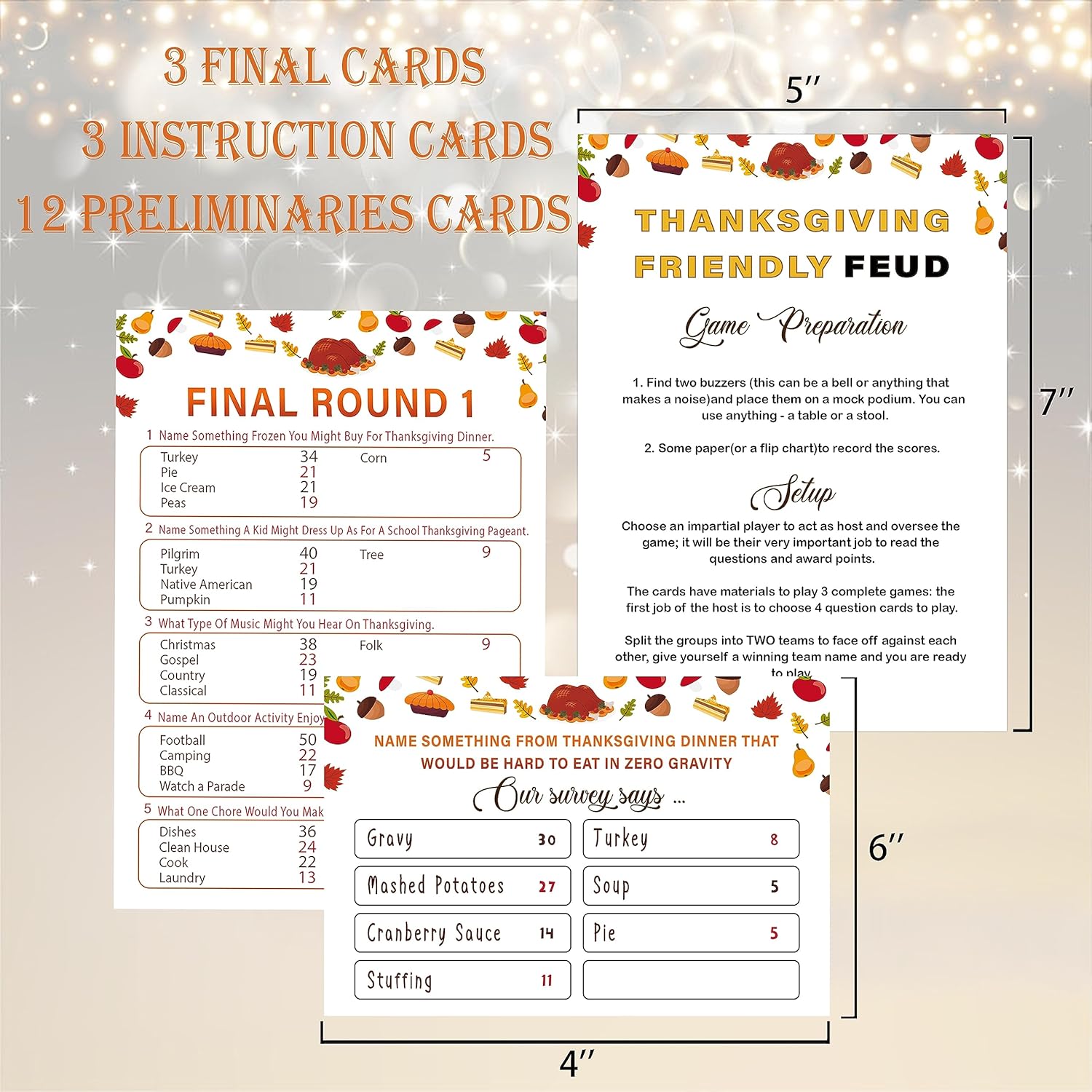 Friendly Feud - Hilarious Party Game Of Guessing Top Answers, Thanksgiving Day & Family Game Night, 15 Trivia Cards