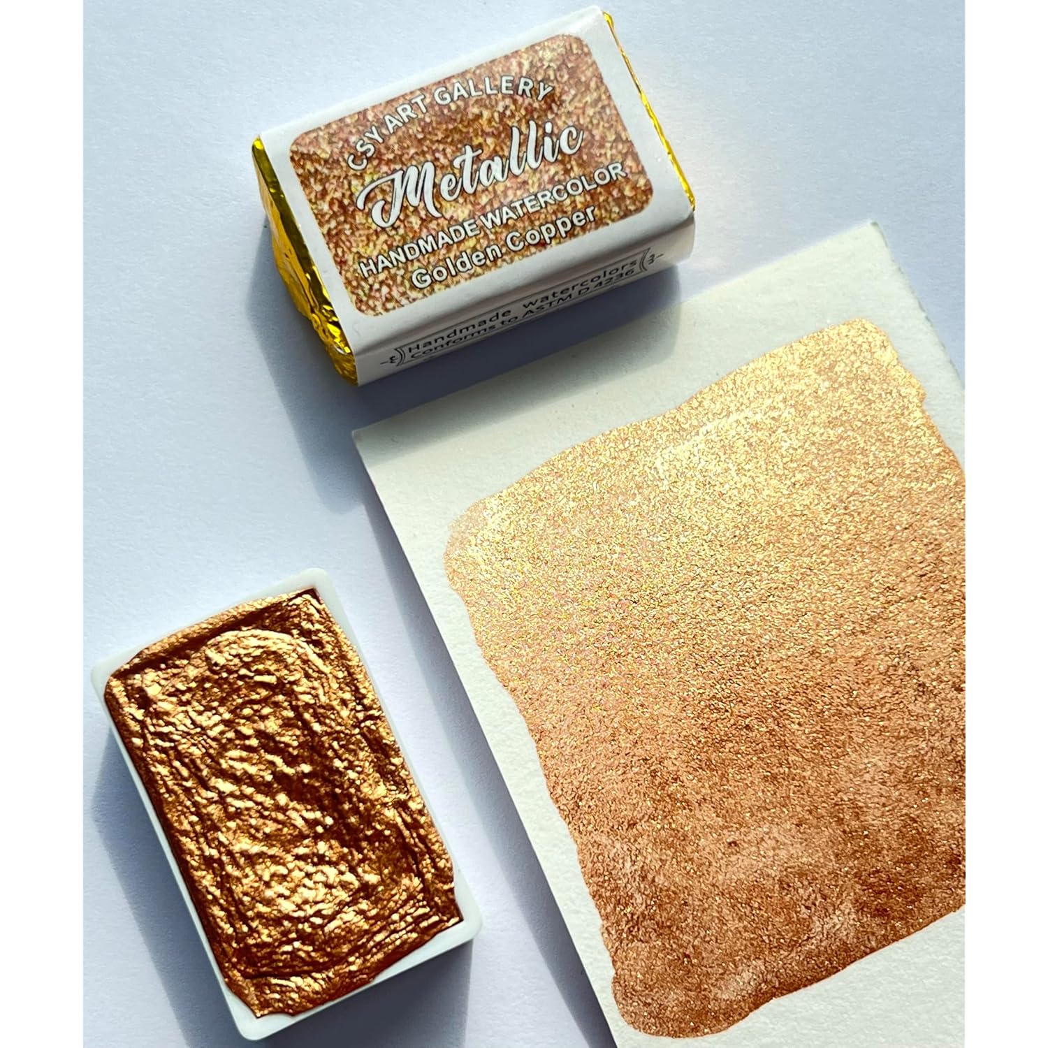 Metallic Watercolor Paint Set,Golden Copper- Full Pans -For Artists, Students, Kids & Hobbyists-Shimmy Watercolor Paints