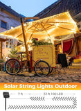40FT Solar String Lights Outdoor Waterproof 100 LED Solar Powered Fairy Lights with 8 Lighting Modes IP65 Weather Resistant Warm White Lights for Garden Patio Tree Party Christmas Decor
