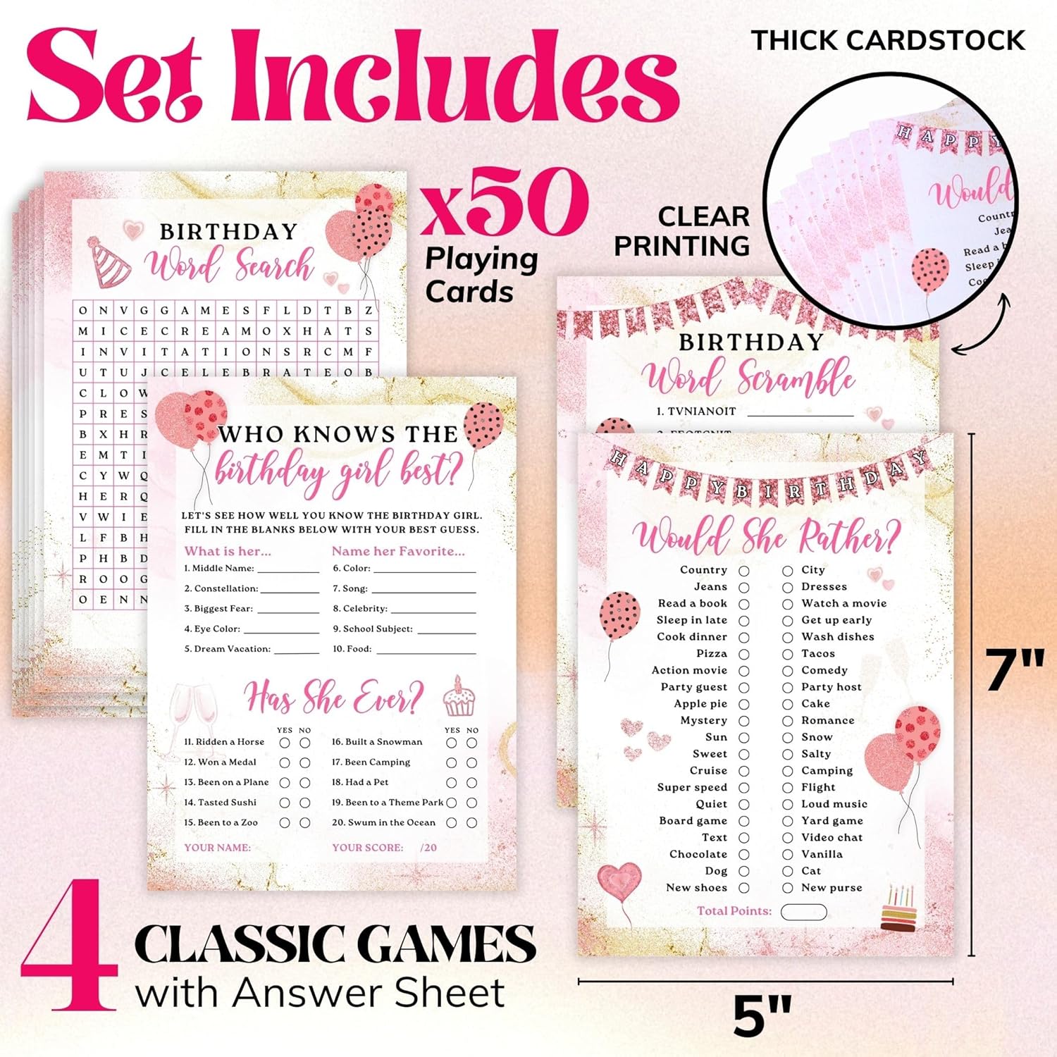 Who Knows The Birthday Girl Best Game - Teen Girl Birthday Party Games For 25 Guests, Birthday Word Scramble Sleepover Party Supplies For Girls, Fun Birthday Activities For Teens Party Decor