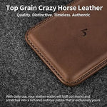 Strong Magnetic Wallet for MagSafe, Crazy Horse Leather, Holds 1-3 Cards - Brown