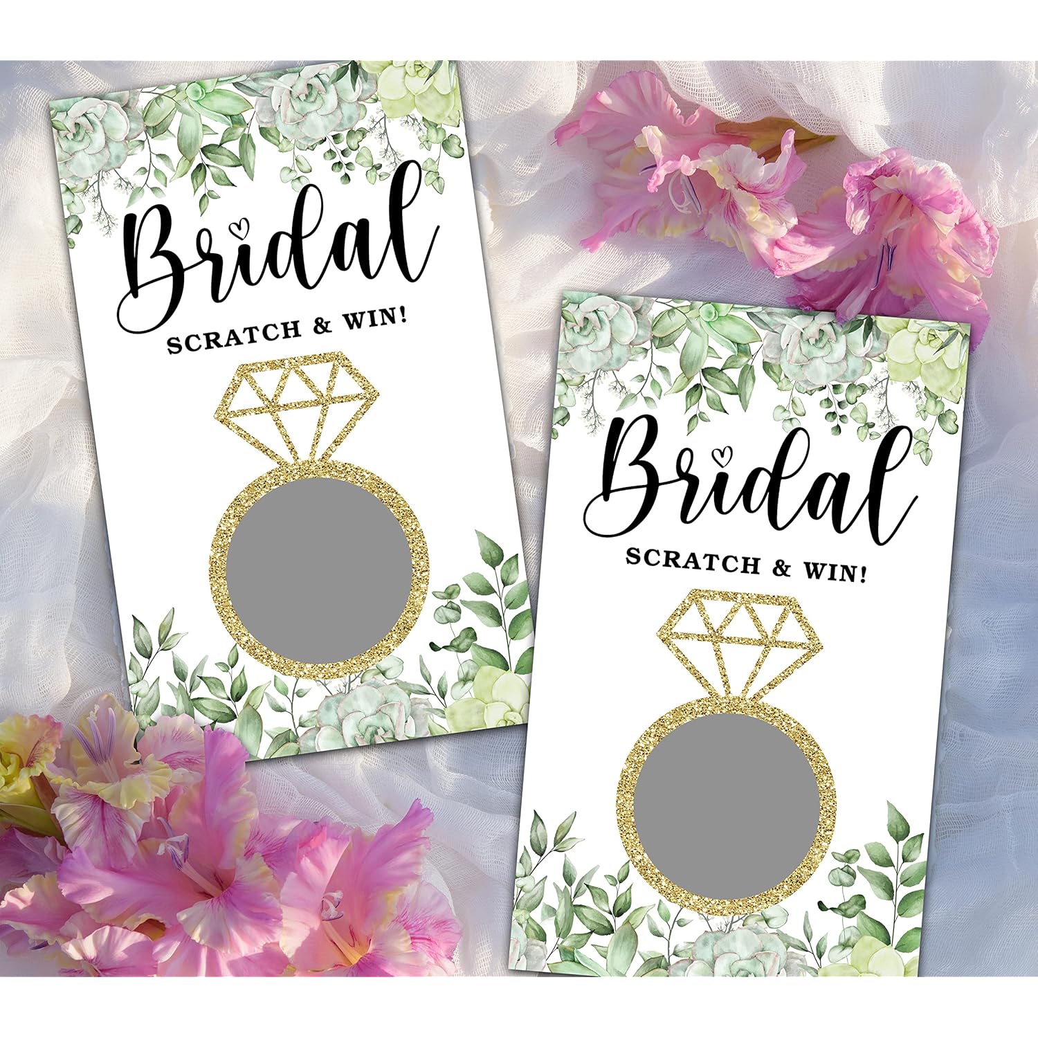 Bridal Shower Scratch Off Games, Bridal Shower Decorations, Greenery Bridal Raffle Lottery Tickets Cards For Bridal Shower Bachelorette Party Wedding Engagement Party, Set Of 50 Cards (A10)