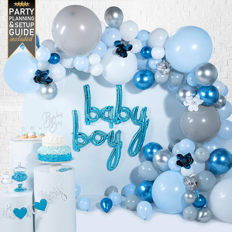 Baby Shower Decorations For Boy (129 Piece Premium Kit) Includes Step-