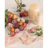 24Pcs Artificial Flowers Fake Silk Rose With Long Stem For Diy Bouquets Wedding Centerpiece Party Home Kitchen Decoration(Cream Pink)