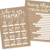 Baby Shower Games For 25 Guests - Kraft Baby Shower Trivia Game, Nursery Rhyme Quiz & Who Is My Mama, Animal Matching Game, Babyshower Games Boy Girl Gender Neutral, Made In Usa